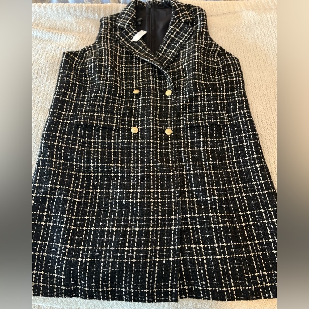 NWT Talbots Women’s Double Breasted Tweed Sleeveless Mini Dress; Size 16WP